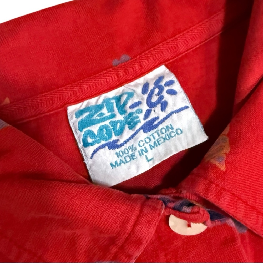 Vintage Red Fish Tackle Printed Polo Collared Maxi Dress by Zip Code - Picture 5 of 8